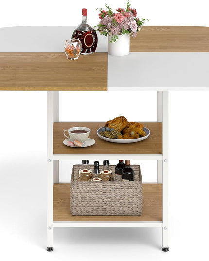 Table à manger carrée Giantex de 120,6 cm pour 4 personnes avec étagère de rangement à 2 niveaux