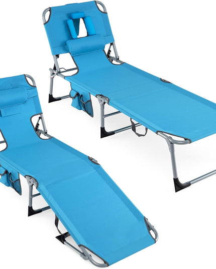 Chaise longue de plage pliante Giantex Face Down avec dossier réglable à 4 positions (1/2)