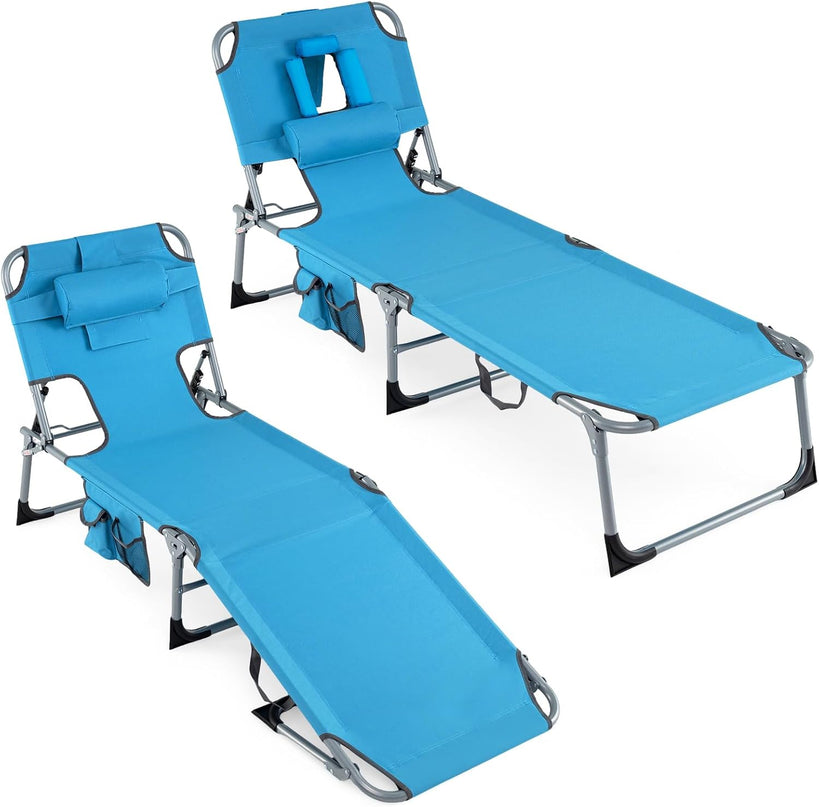 Giantex Face Down Folding Beach Lounge Chair w/ 4-Position Adjustable Backrest (1/2)
