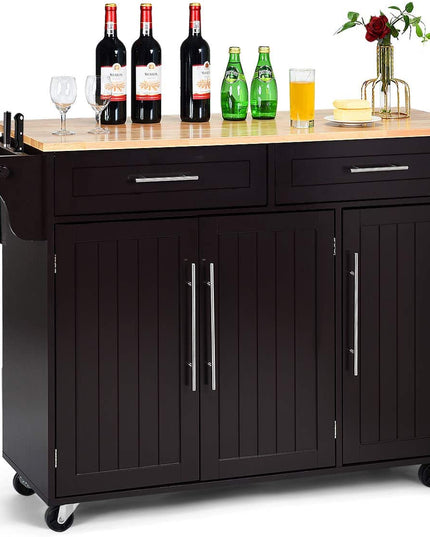 Giantex Kitchen Island Cart , 2 Drawers, 3 Door Cabinet