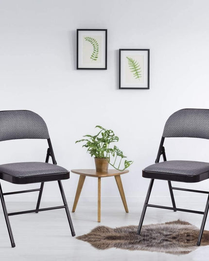 4-Pack Folding Chairs with Metal Frame and Fabric Upholstered Padded Seat - Giantexus