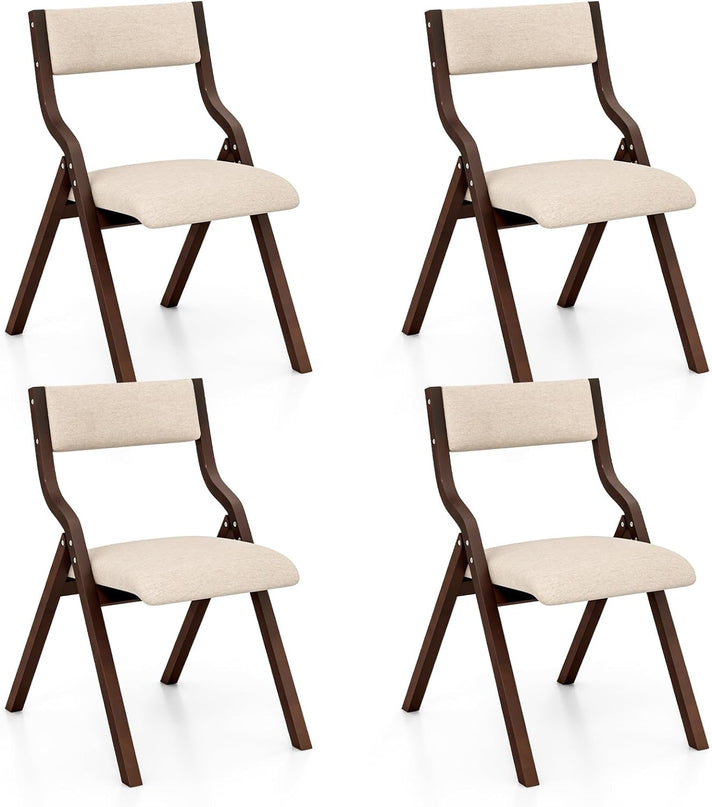 Folding Dining Chair Set of 2, No Assembly Folding Chairs w/Linen Padded Seats - Giantex