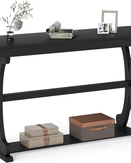 Giantex 52" Narrow Console Table Vintage Accent Entryway Table with Open Storage Shelf