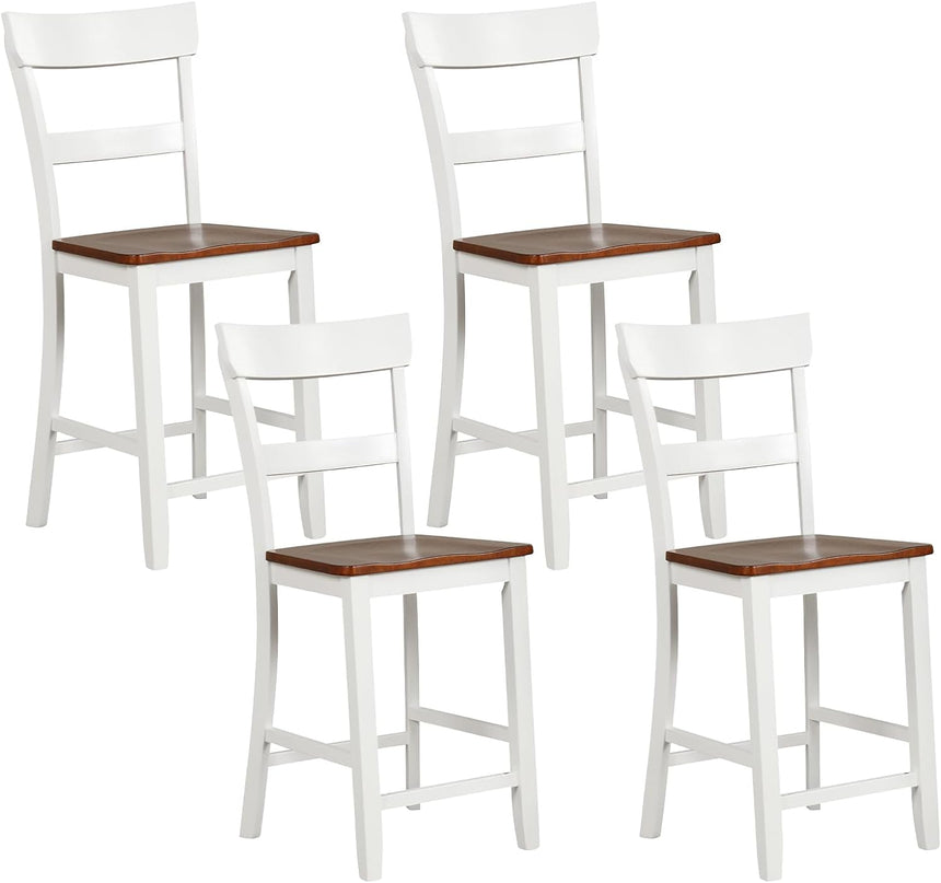 Giantex Wooden Bar Stools Counter Height Set of 2, 24.5" Farmhouse Wood Bar Dining Chairs