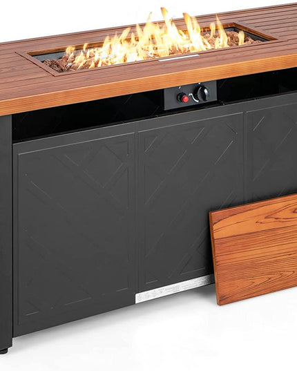Giantex Gas Fire Table, Rectangular Outdoor Patio Propane Firepit Table
