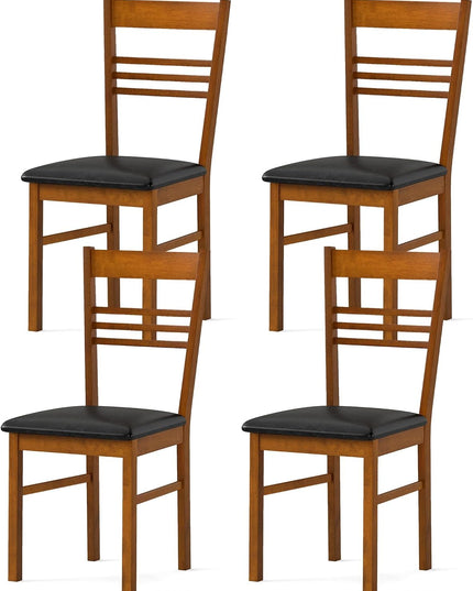 Giantex Wooden Armless Dining Chairs Set of 2/4 w/Slat Backrest