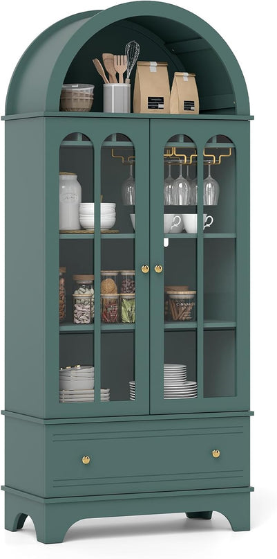 Giantex 71.5" Arched Cabinet, 5-Tier Wooden Pantry Cabinet
