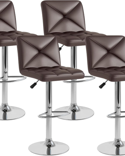 Giantex Bar Stools Set of 2/4, Modern PU Leather Swivel Counter Height Bar Stools with Back