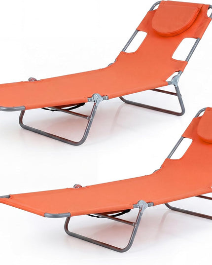 Giantex Folding Tanning Chair with Face Hole& 5-Position Adjustable Backrest (1/2)