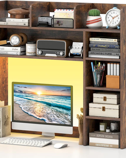 Giantex 35.5" Desktop Bookshelf with LED Lights