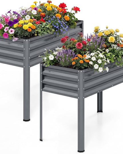 Giantex Raised Garden Bed with Legs | 44" x 22" x 32" Metal Large Elevated Planter Box (1/2)