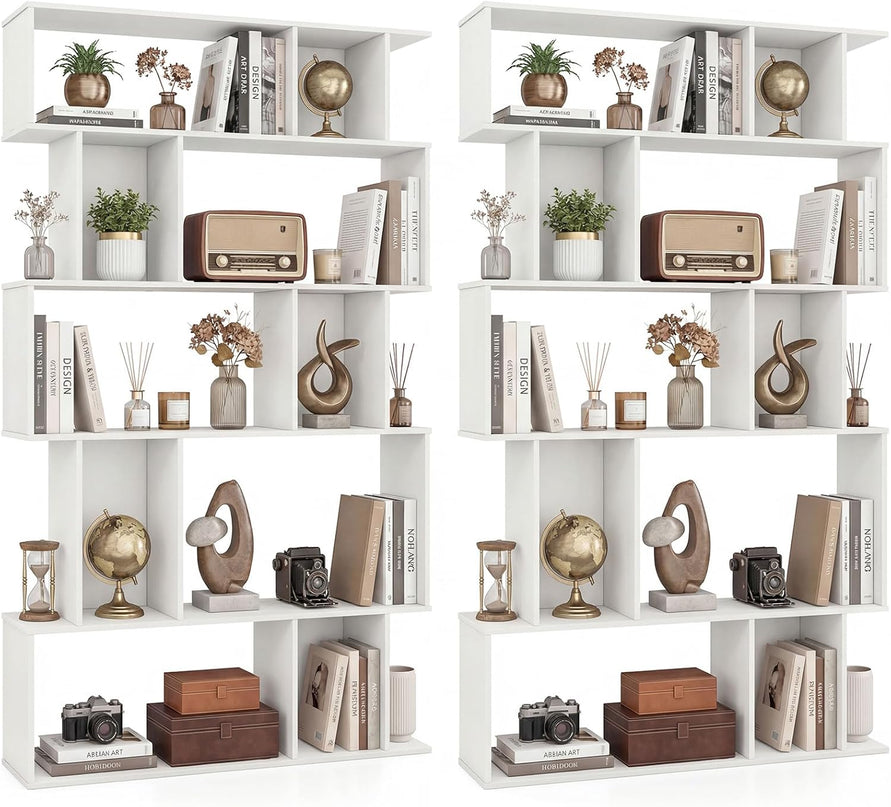 Giantex Bibliothèque à 5 niveaux | Étagère géométrique à 10 cubes avec 5 casiers à fond fermé