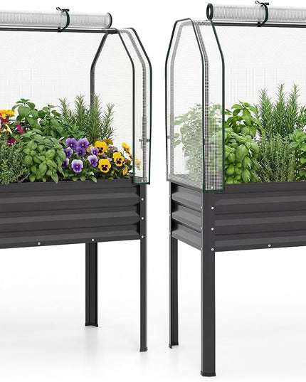 Giantex 44x22x60 Raised Garden Bed with Legs & Greenhouse Cover (1/2)