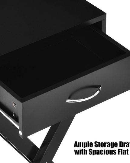 Giantex Nightstand with Drawer X-Shaped Design Sofa Side Table