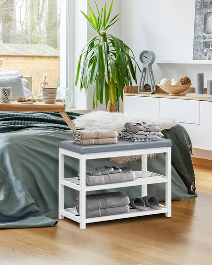 Giantex Shoe Bench, Wood Shoe Rack Bench with Cushion Seat