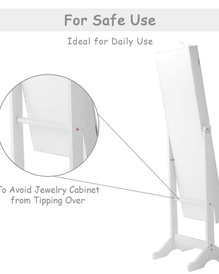 Jewelry Cabinet Armoire Lockable with Mirror - Giantex