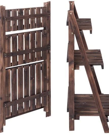 Giantex 3 Tier Folding Wooden Plant Stand