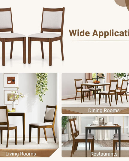 Giantex Upholstered Dining Chairs Set of 2/4, Modern Farmhouse Kitchen Chairs w/Padded Backrest & Cushioned Seat, Rubber Wood Frame