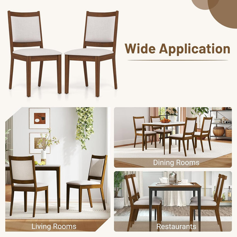 Giantex Upholstered Dining Chairs Set of 2/4, Modern Farmhouse Kitchen Chairs w/Padded Backrest & Cushioned Seat, Rubber Wood Frame