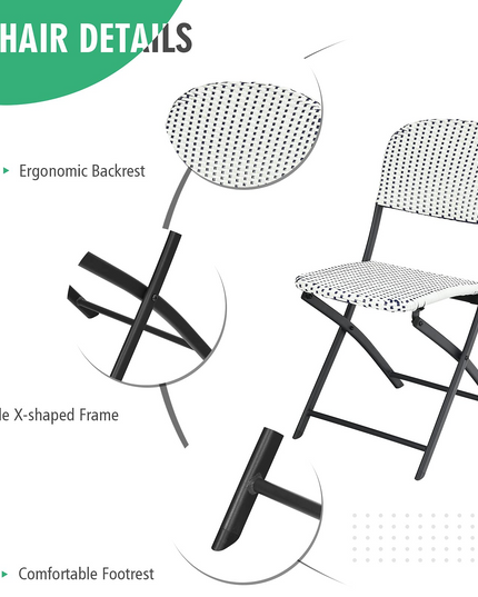 Giantex 3 Pieces Patio Dining Set, Folding Bistro Table with 2 Rattan Chairs