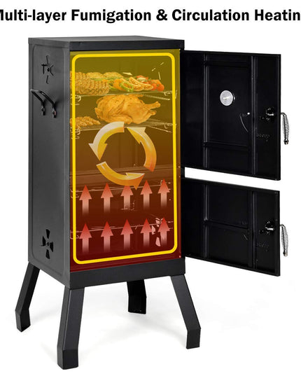 Giantex Outdoor Smoker with Double Doors, 2 Detachable Grill Netting Smoking Racks