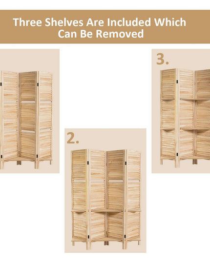 Giantex 4 Panel 5.6 Ft Tall Wood Room Divider