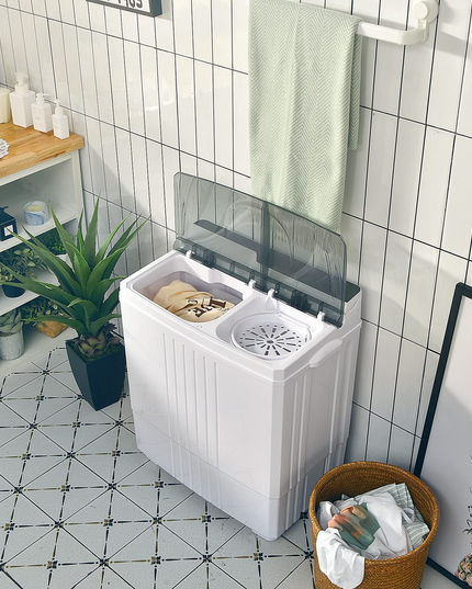 Compact Mini Laundry Washer for Apartment and Home (White & Gray)