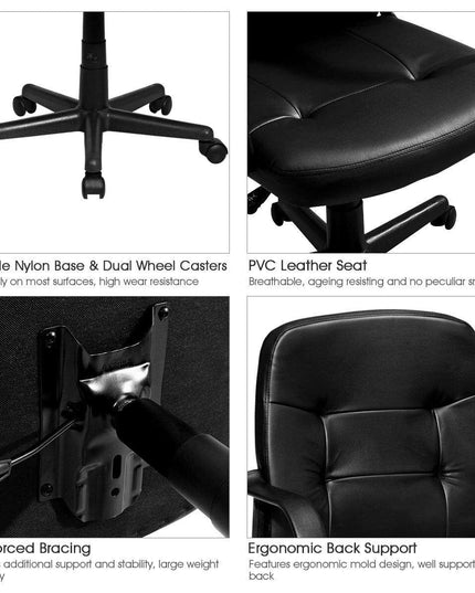 Executive Chair Mid Back Office W/Arms and Swivel Wheels