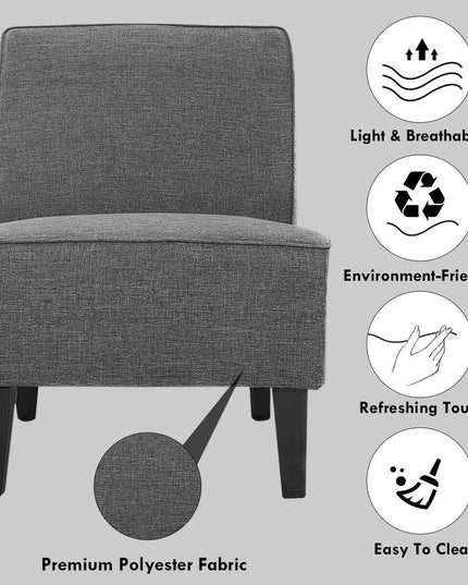 Thick Armless Accent Chair, Fabric Upholstered Slipper Chair - Giantexus