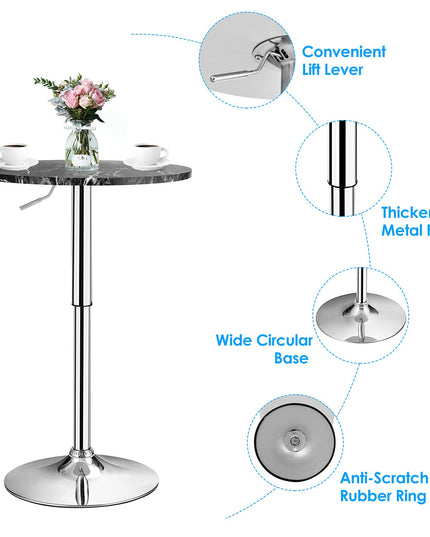Giantex Round Pub Table Height Adjustable, 360 Degree Swivel Cocktail Pub Table, Office Bar Table