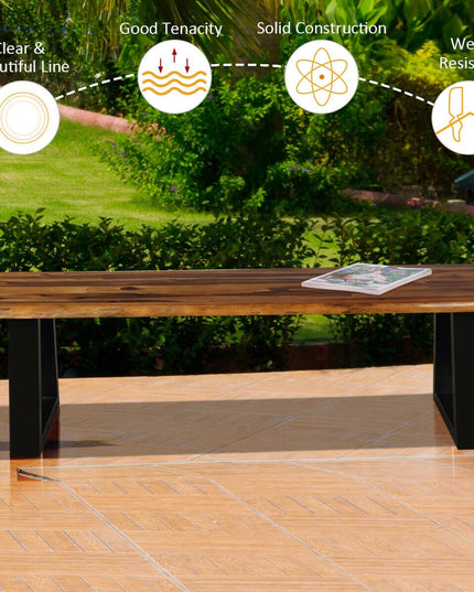 Giantex Wooden Dining Bench Seating Rustic Indoor &Outdoor Furniture (Rustic Brown&Black)