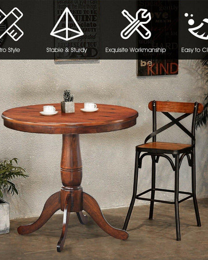 Table 30" Wooden Round Pub Pedestal Side Table (30 Inch) - Giantexus