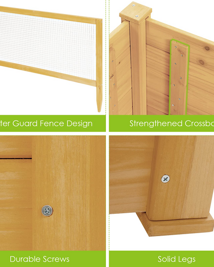Wood Garden Bed with Critter Guard Fence (42" LX42 WX32.5 H)