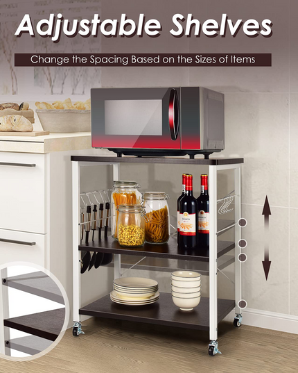 Giantex Kitchen Baker's Rack 3-Tier Microwave Cart on Wheels