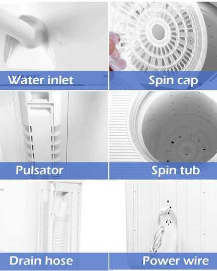 20 lbs Washer Spain Spinner Portable Washing Machine, Blue+ White
