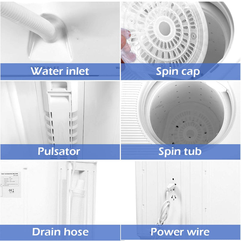 20 lbs Washer Spain Spinner Portable Washing Machine, Blue+ White