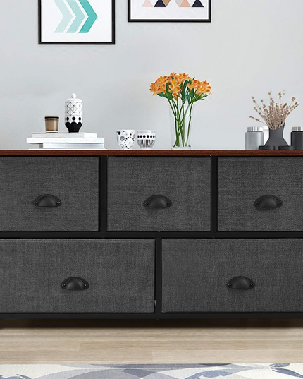 Giantex Dresser Storage Tower W/ 5 Foldable Cloth Storage Cubes