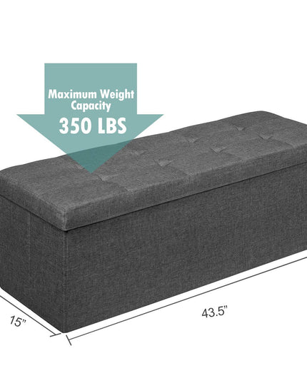 Storage Ottoman Bench, Folding Foot Rest 43.5'' with Divider