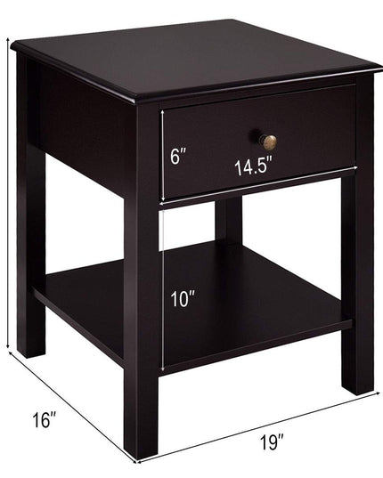 Giantex Nightstand W/Drawer and Shelf, Stable Frame Storage Cabinet