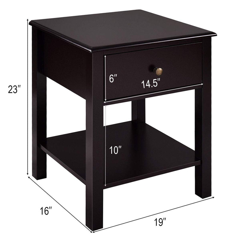 Giantex Nightstand W/Drawer and Shelf, Stable Frame Storage Cabinet