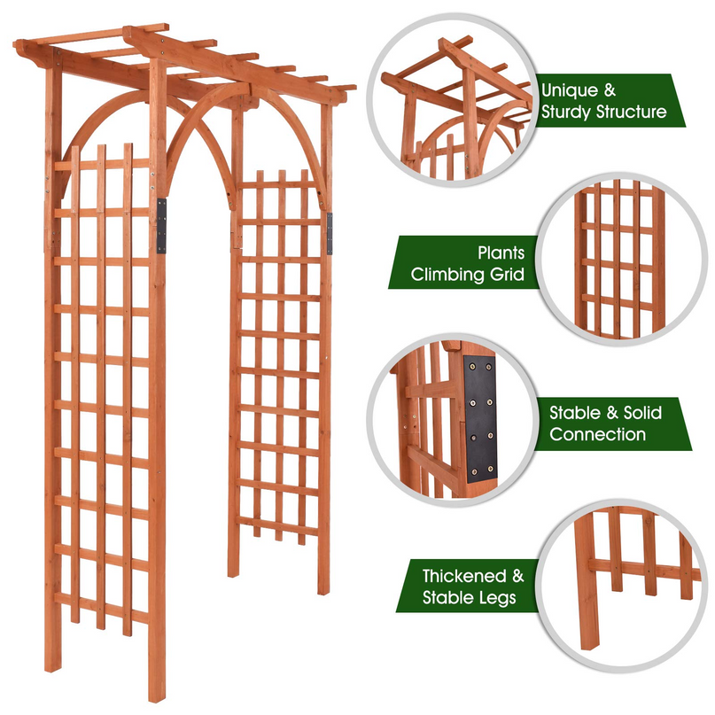 Giantex 85in Wood Arbor Wedding Arch Garden Trellis Pergola Arbor