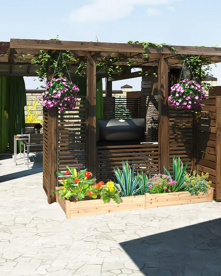 Raised Garden Bed Wood Planter Box, ( 97" x 25" x 10" )