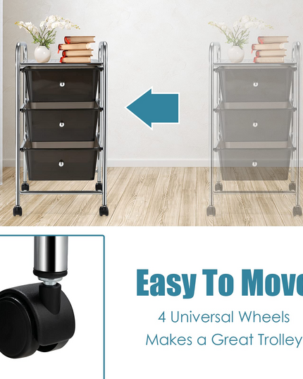 Giantex Rolling Cart with Drawers, Craft Organizer with Wheels, 3 Drawer Storage Container Bins