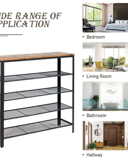 5-Tier Shoe Rack, Industrial Metal Shoe Storage Organizer - Giantexus