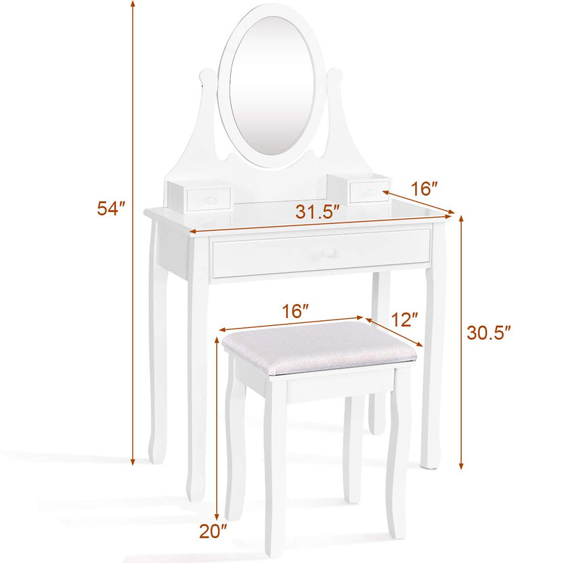 Giantex Vanity Set with Oval Mirror and Cushioned Stool