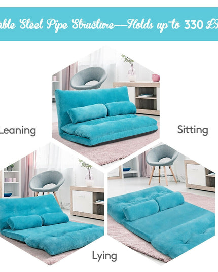 Adjustable Floor Sofa Couch with 2 Pillows, Multi-Functional 6-Position Foldable Lazy Sofa Sleeper Bed - Giantexus