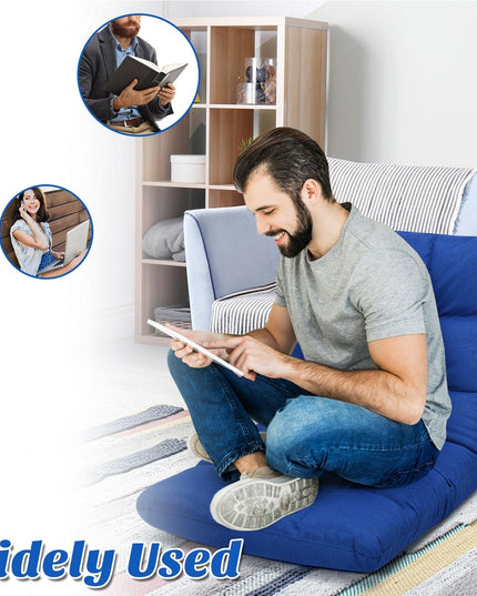 Adjustable Floor Gaming Sofa Chair 14-Position Cushioned Folding - Giantexus