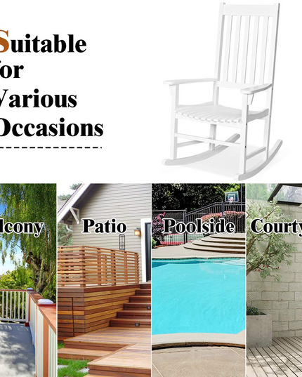 Giantex Rocking Chair Acacia Wood Frame Outdoor& Indoor
