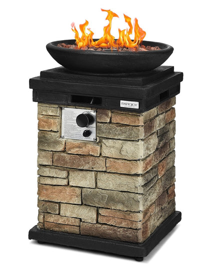 Firebowl Column, 40,000 BTU Outdoor Gas Fire Pit - Giantex