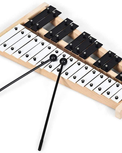 27 Note Glockenspiel Xylophone, Percussion Instrument with Wood Base - Giantexus